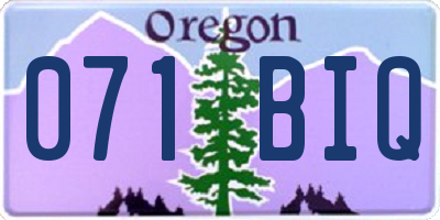 OR license plate 071BIQ