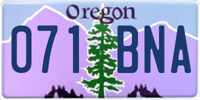 OR license plate 071BNA