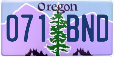 OR license plate 071BND