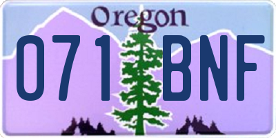 OR license plate 071BNF