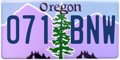OR license plate 071BNW
