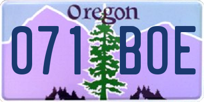 OR license plate 071BOE