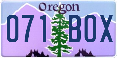 OR license plate 071BOX