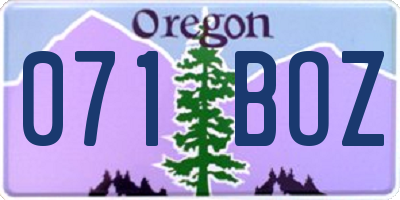 OR license plate 071BOZ
