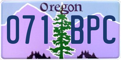 OR license plate 071BPC