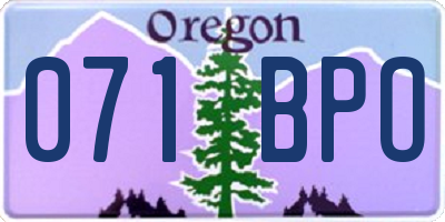 OR license plate 071BPO