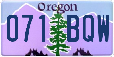 OR license plate 071BQW