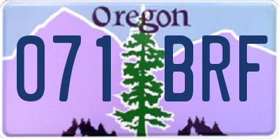 OR license plate 071BRF