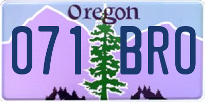 OR license plate 071BRO
