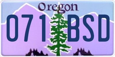 OR license plate 071BSD