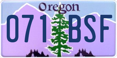 OR license plate 071BSF