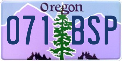 OR license plate 071BSP
