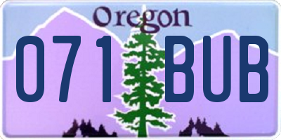 OR license plate 071BUB