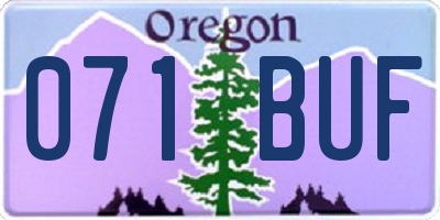 OR license plate 071BUF