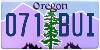 OR license plate 071BUI