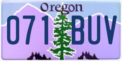 OR license plate 071BUV