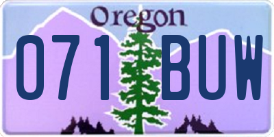 OR license plate 071BUW