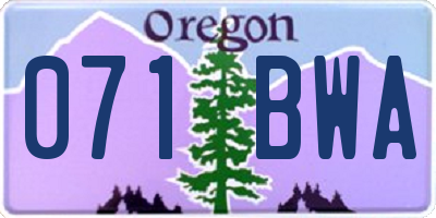 OR license plate 071BWA