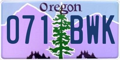 OR license plate 071BWK