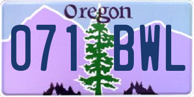 OR license plate 071BWL