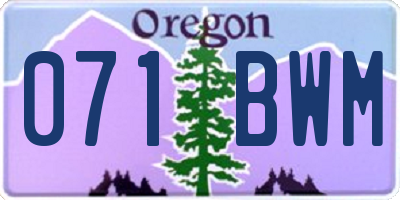 OR license plate 071BWM