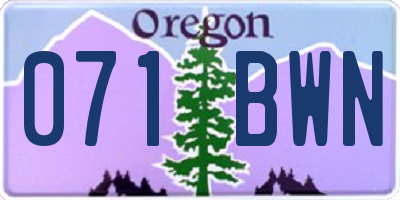 OR license plate 071BWN