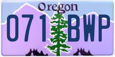 OR license plate 071BWP