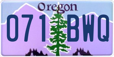 OR license plate 071BWQ