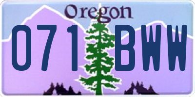 OR license plate 071BWW