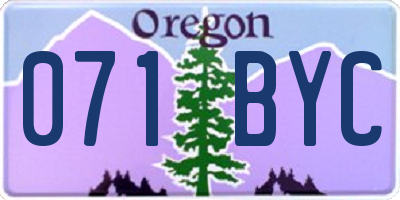 OR license plate 071BYC
