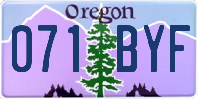 OR license plate 071BYF