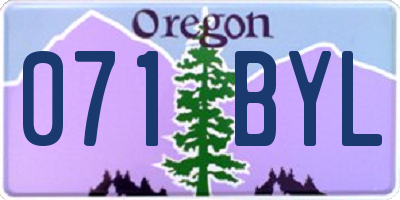 OR license plate 071BYL