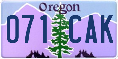 OR license plate 071CAK