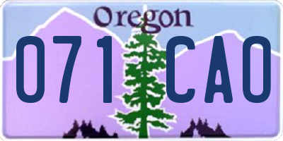 OR license plate 071CAO