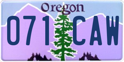 OR license plate 071CAW