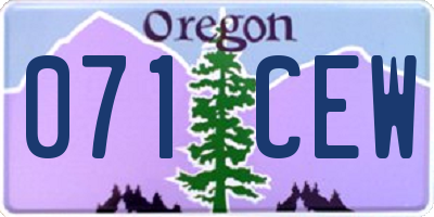 OR license plate 071CEW