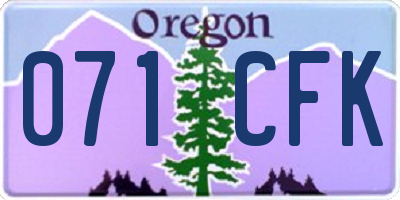 OR license plate 071CFK