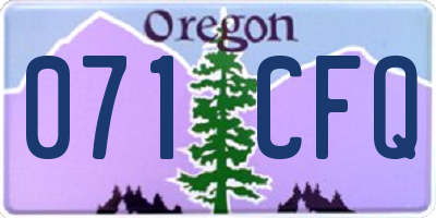 OR license plate 071CFQ