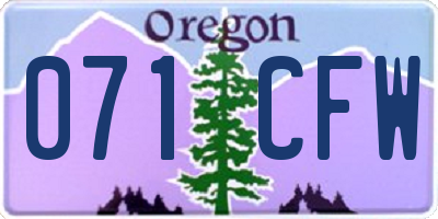 OR license plate 071CFW
