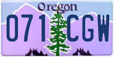 OR license plate 071CGW