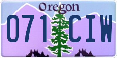 OR license plate 071CIW