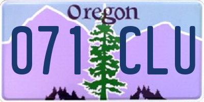 OR license plate 071CLU