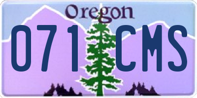 OR license plate 071CMS