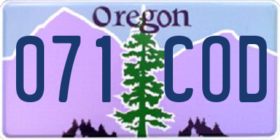 OR license plate 071COD