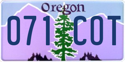 OR license plate 071COT
