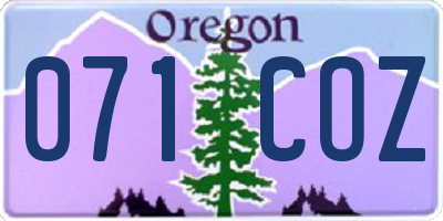 OR license plate 071COZ