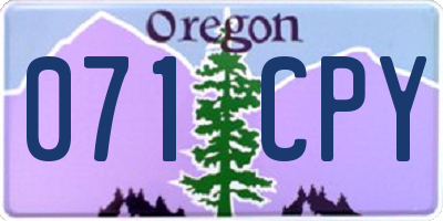 OR license plate 071CPY