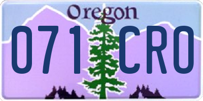 OR license plate 071CRO