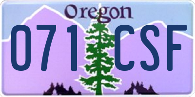 OR license plate 071CSF