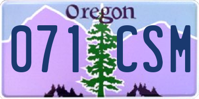 OR license plate 071CSM